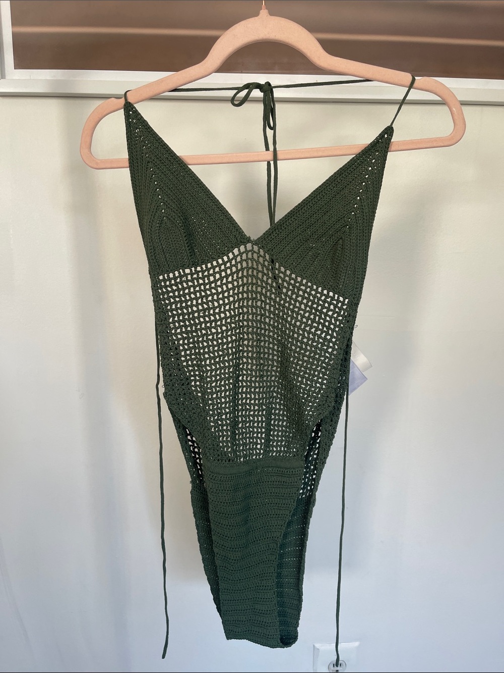 Dion Lee Olive Green Crochet One-Piece Swimsuit